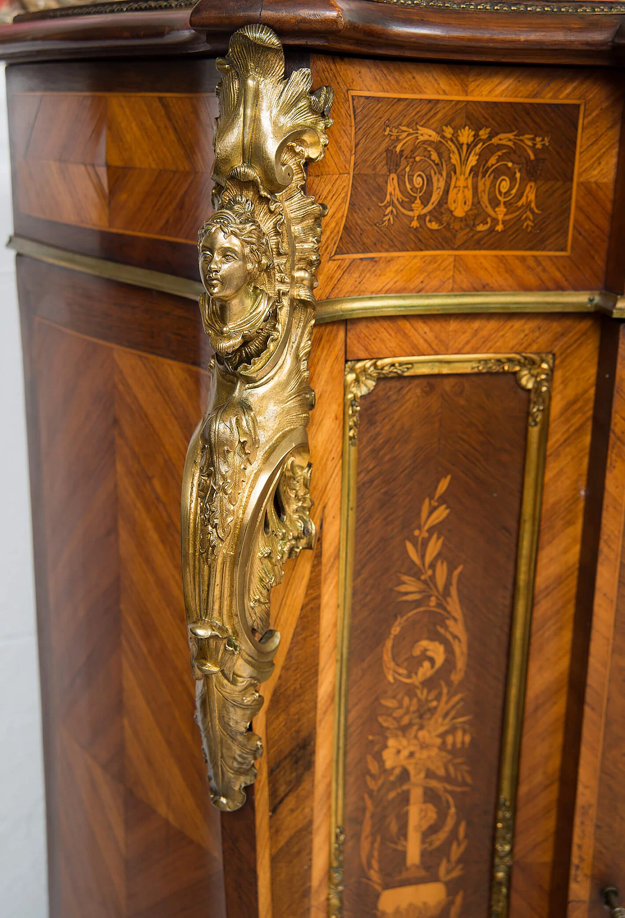 Credenza Napoleone III in legni esotici con innesti in bronzo dorato, '800 2