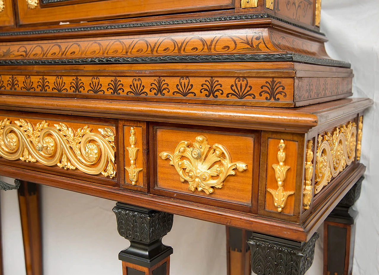 Double-bodied sideboard in exotic woods with gilded bronze grafts, early 20th century 6