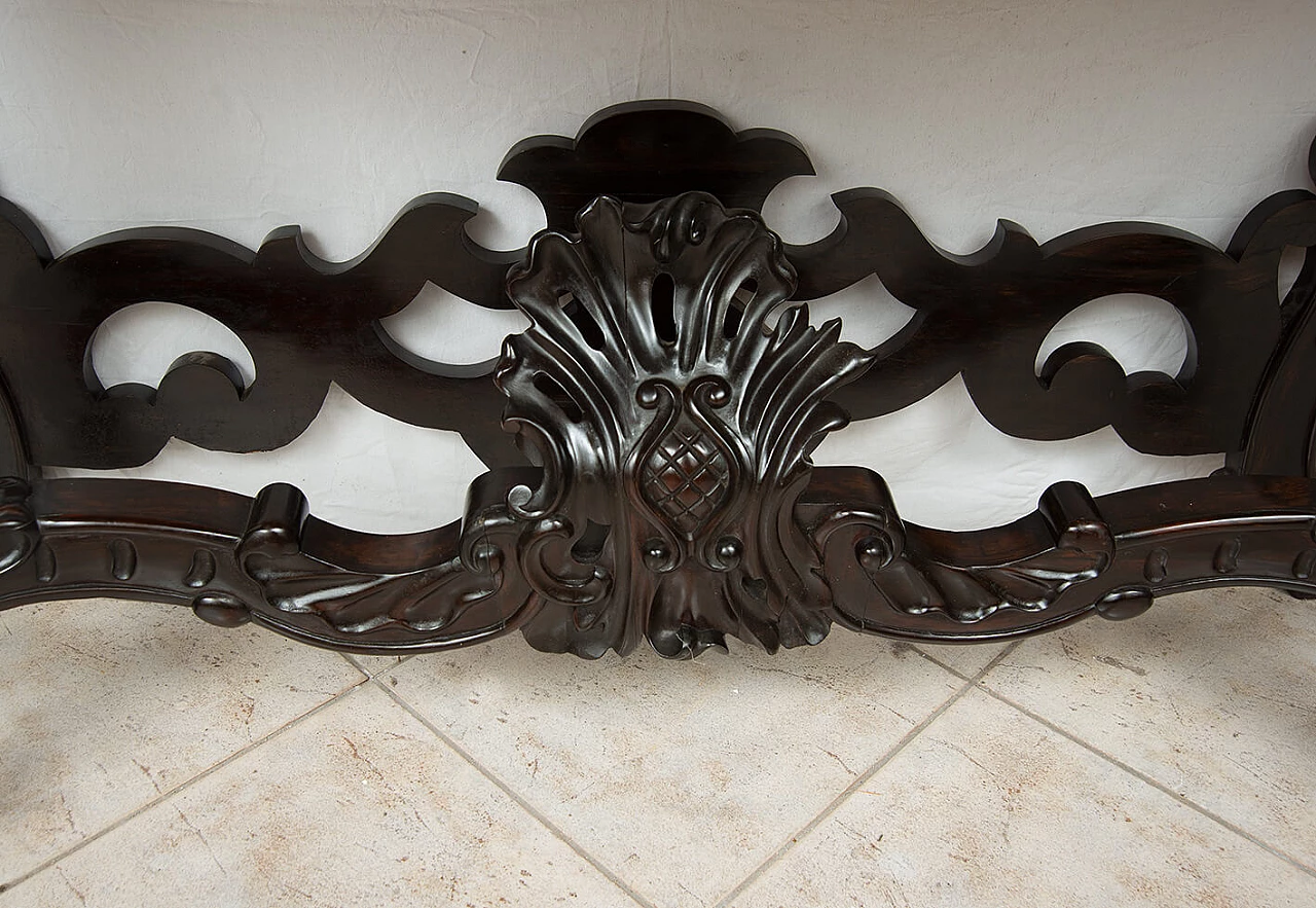 Neapolitan Louis Philippe console table in exotic wood with Levanto red marble top, 19th century 3