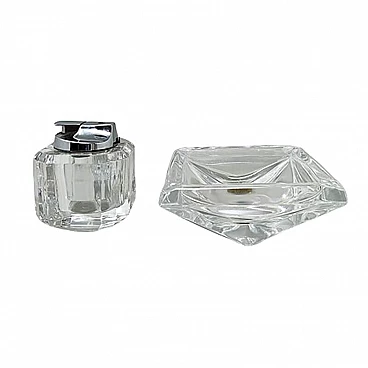 Crystal ashtray and table lighter by Cristal D'Arques, 1970s