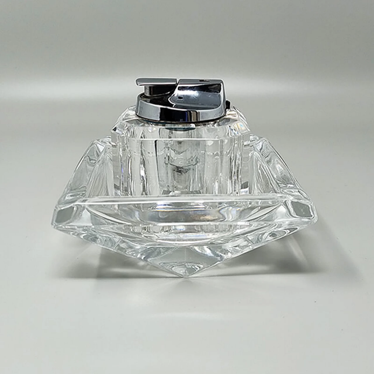 Crystal ashtray and table lighter by Cristal D'Arques, 1970s 4