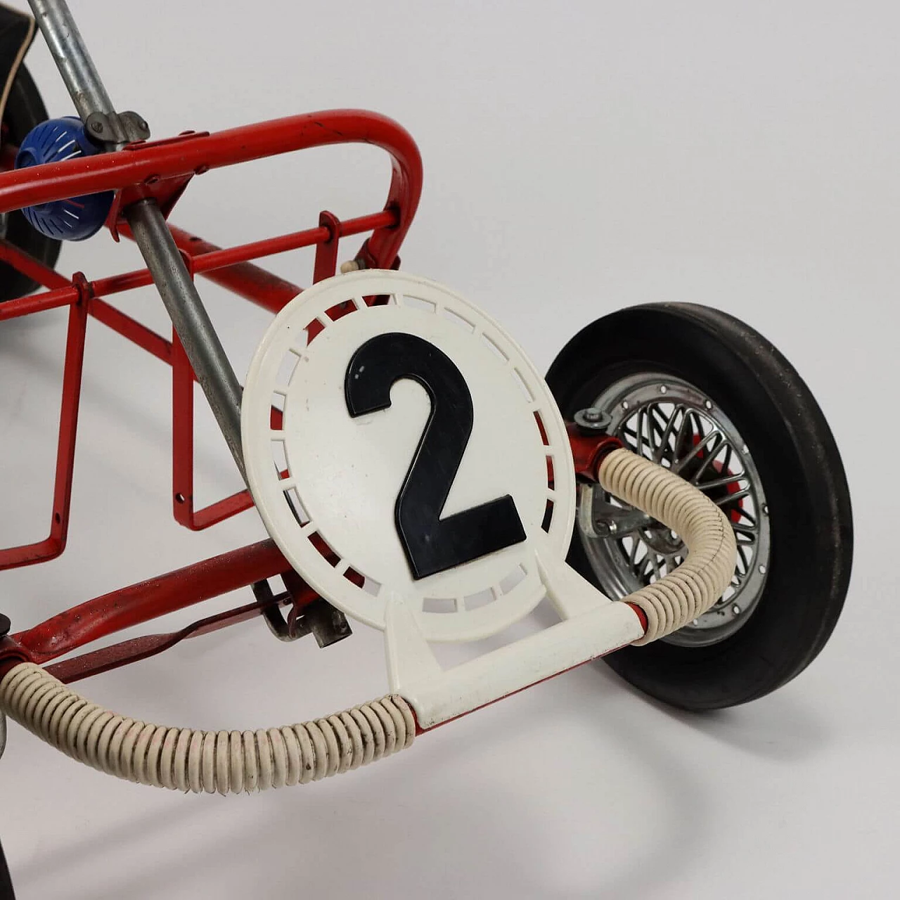 Red enameled iron and plastic Biemme pedal car, 1970s 4