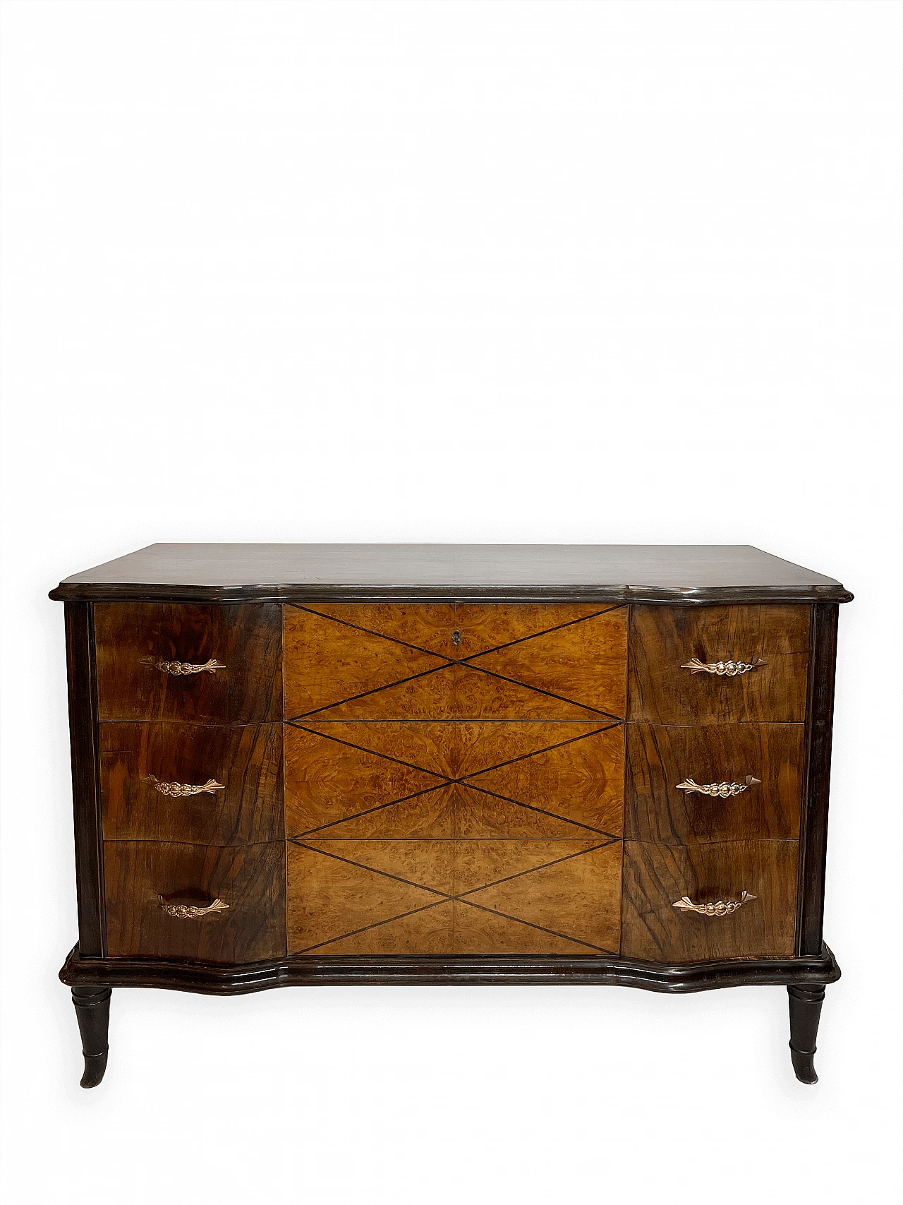 Walnut wavy-shaped chest of drawers, 1950s 2