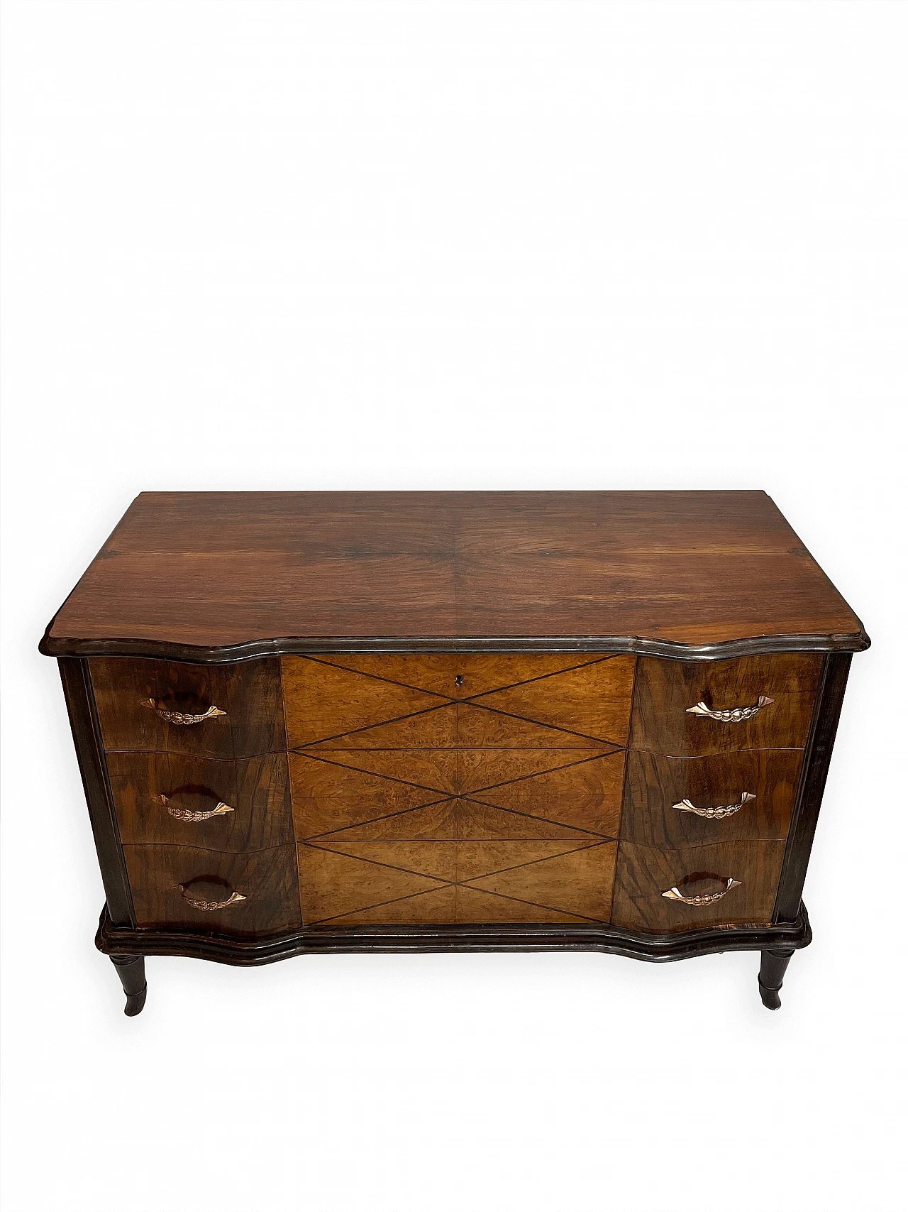 Walnut wavy-shaped chest of drawers, 1950s 3