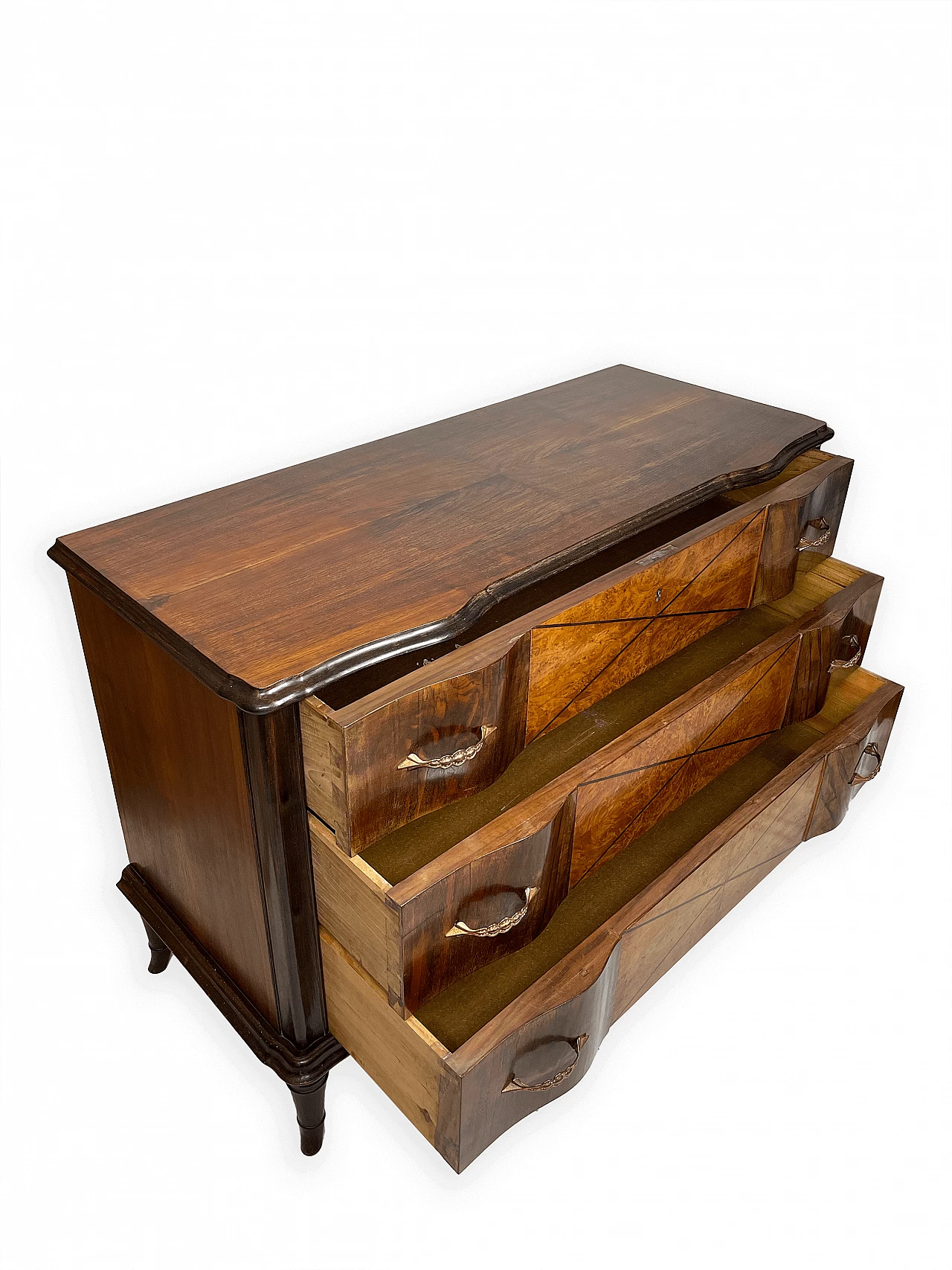 Walnut wavy-shaped chest of drawers, 1950s 7