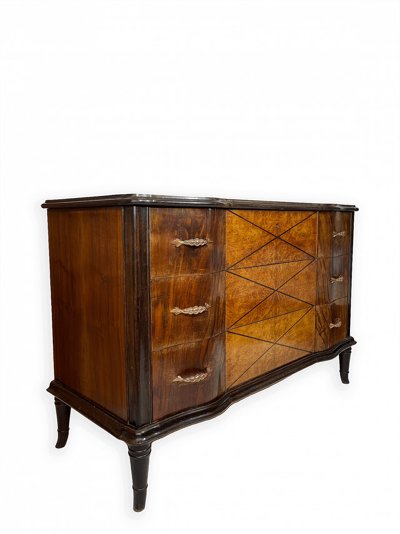 Walnut wavy-shaped chest of drawers, 1950s 8