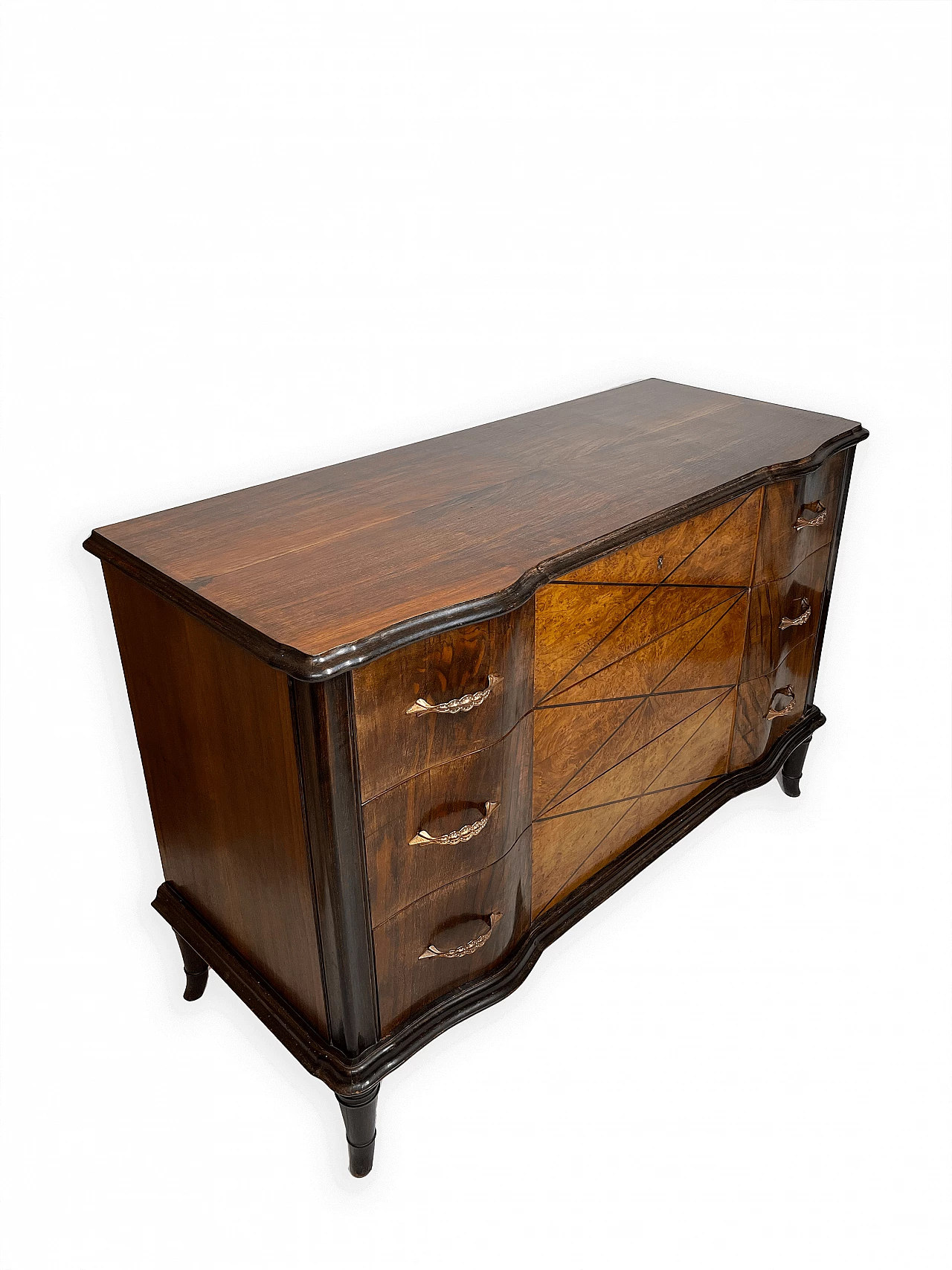 Walnut wavy-shaped chest of drawers, 1950s 9