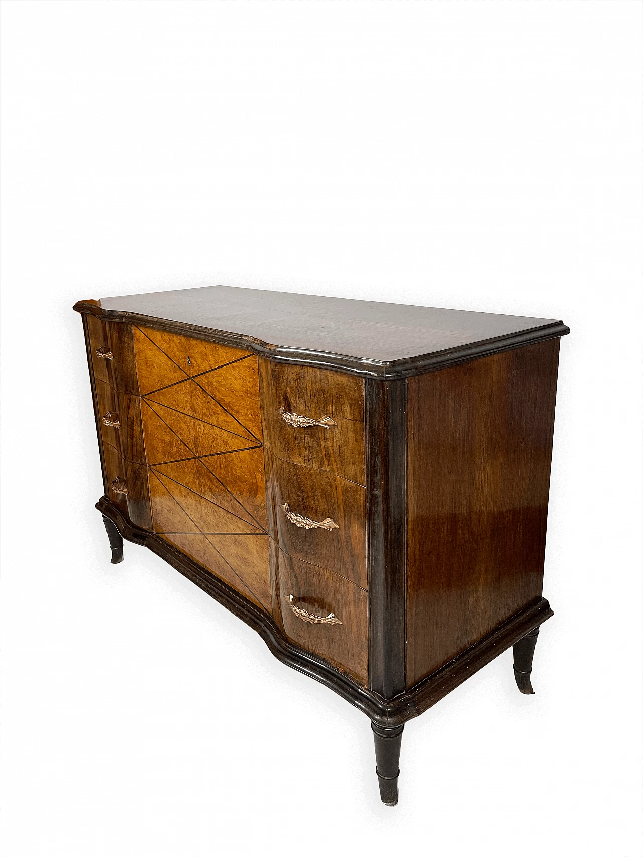 Walnut wavy-shaped chest of drawers, 1950s 15