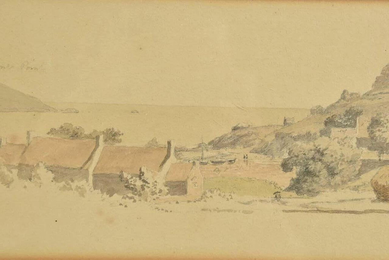 Watercolour on paper depicting St. Brelade's Bay Jersey Channel Islands, 19th century 2