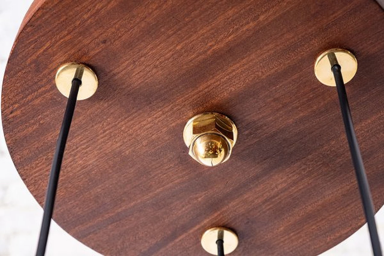 Lampada da soffitto in ottone e vetro rosso, grigio e verde, anni '50 3