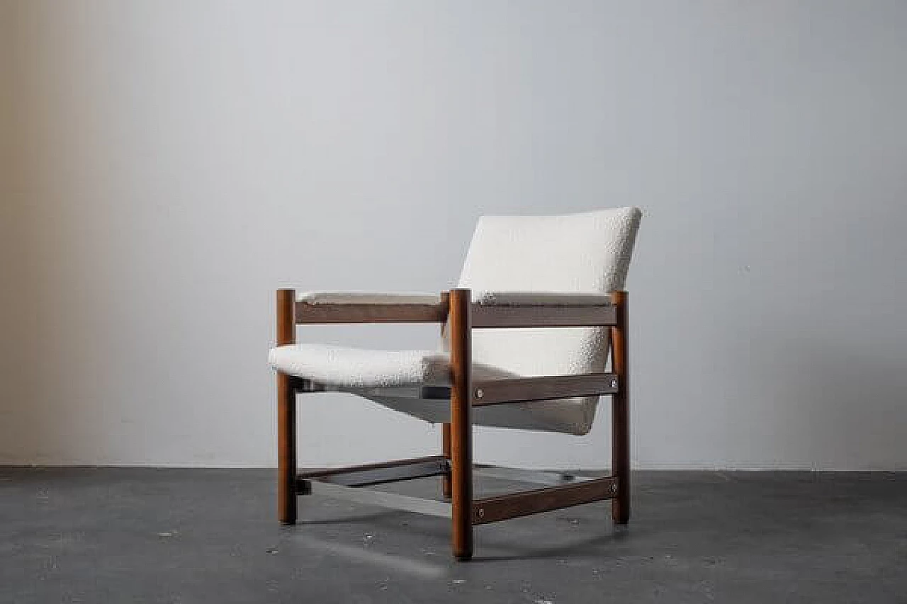 Beech, fabric and steel armchair by Dal Vera, 1970s 1