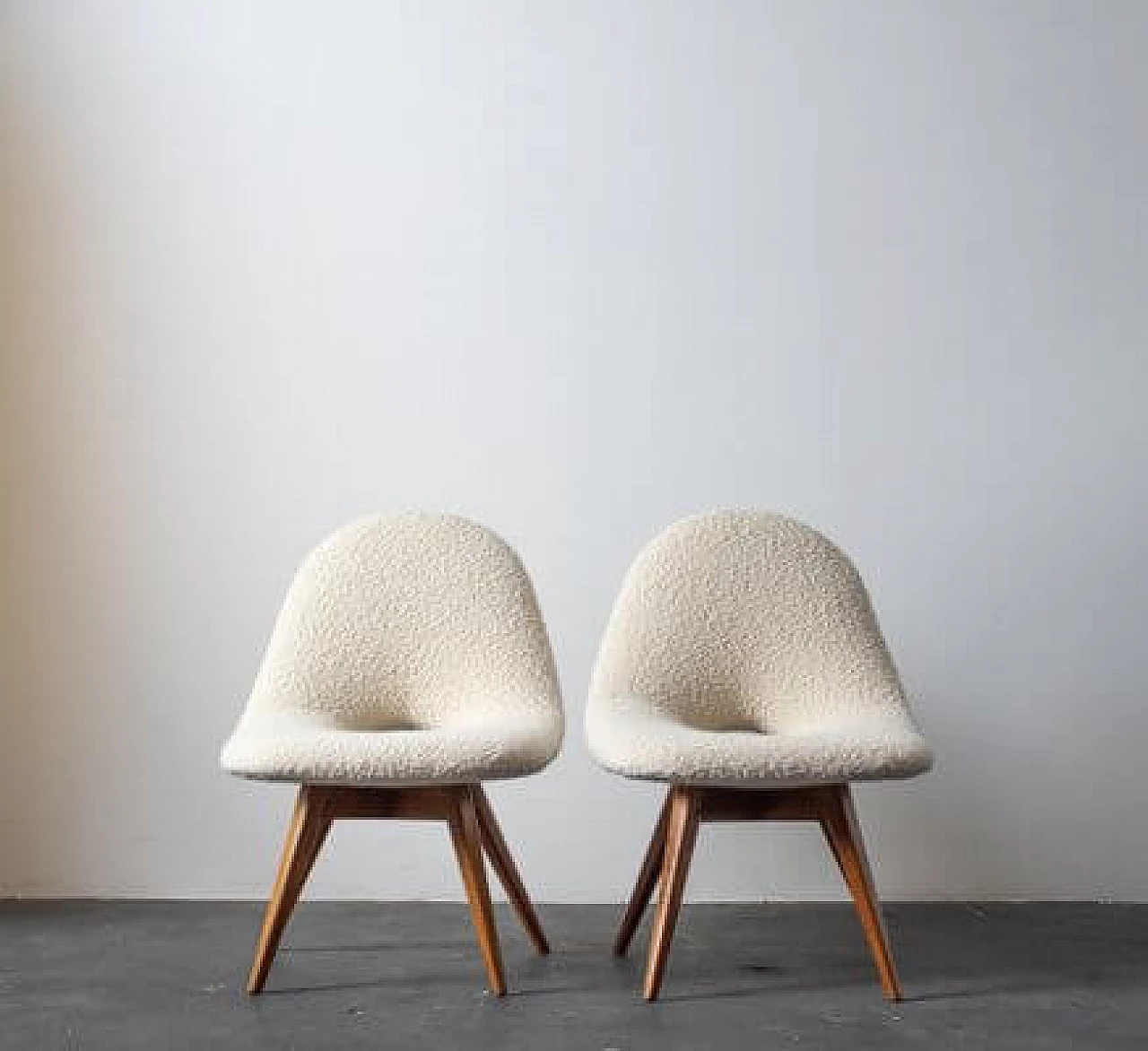 Pair of ash and fabric armchairs, 1960s 1