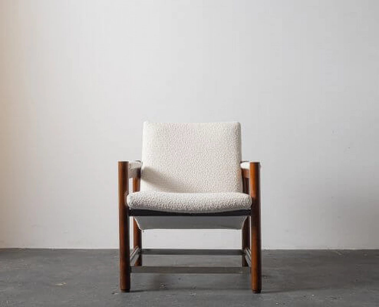 Beech, fabric and steel armchair by Dal Vera, 1970s 4