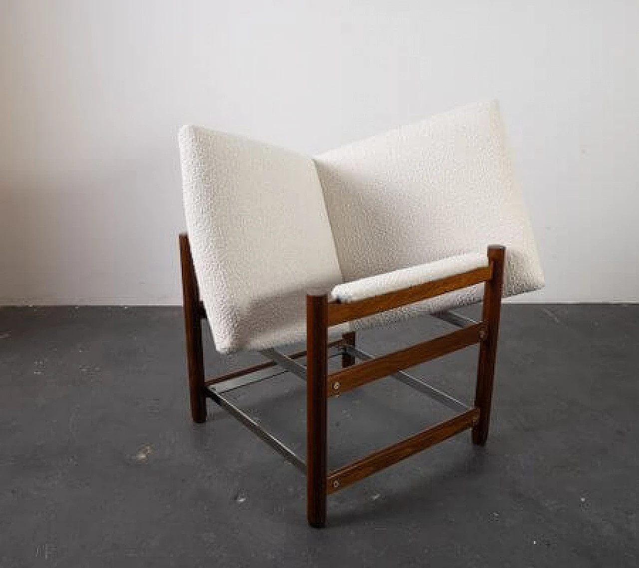 Beech, fabric and steel armchair by Dal Vera, 1970s 5