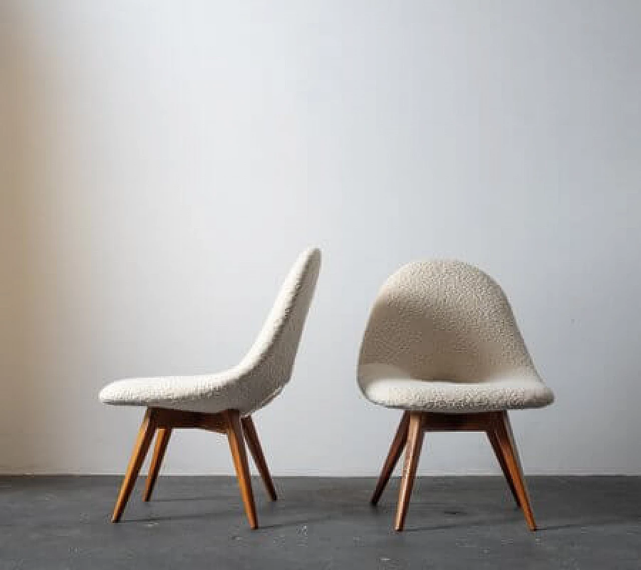 Pair of ash and fabric armchairs, 1960s 7