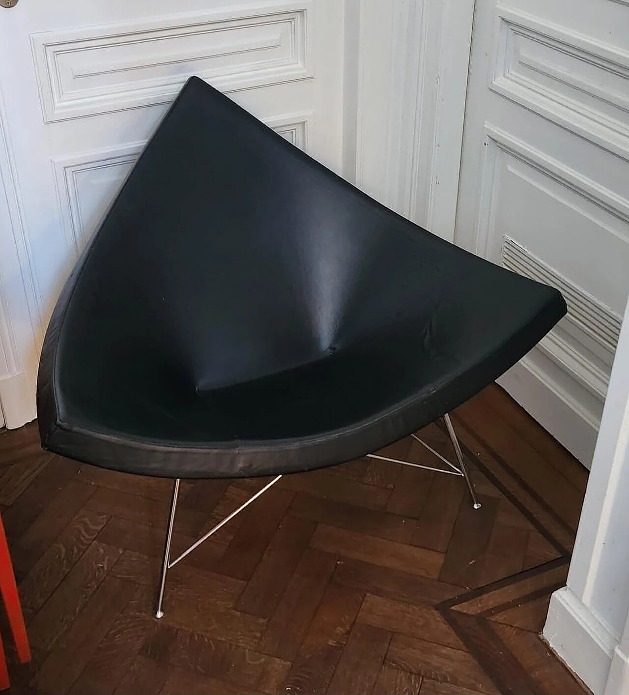 Coconut armchair in black leather by George Nelson for Vitra, 2005 1