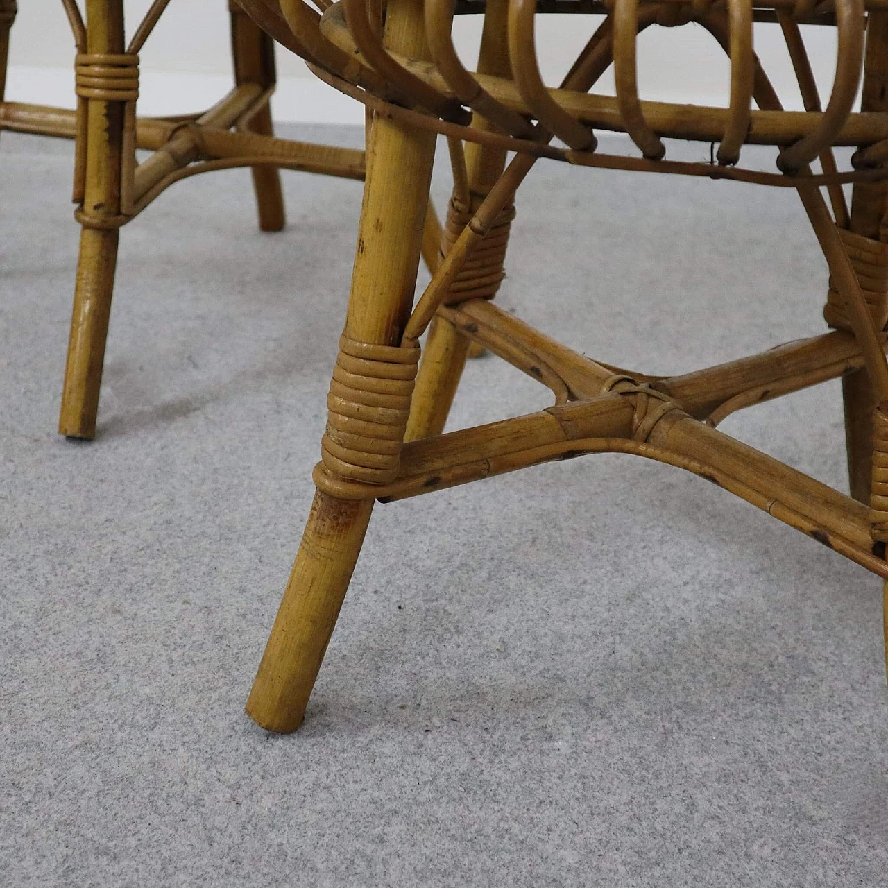 Pair of rattan stools by Franco Albini for Vittorio Bonacina, 1960s 4