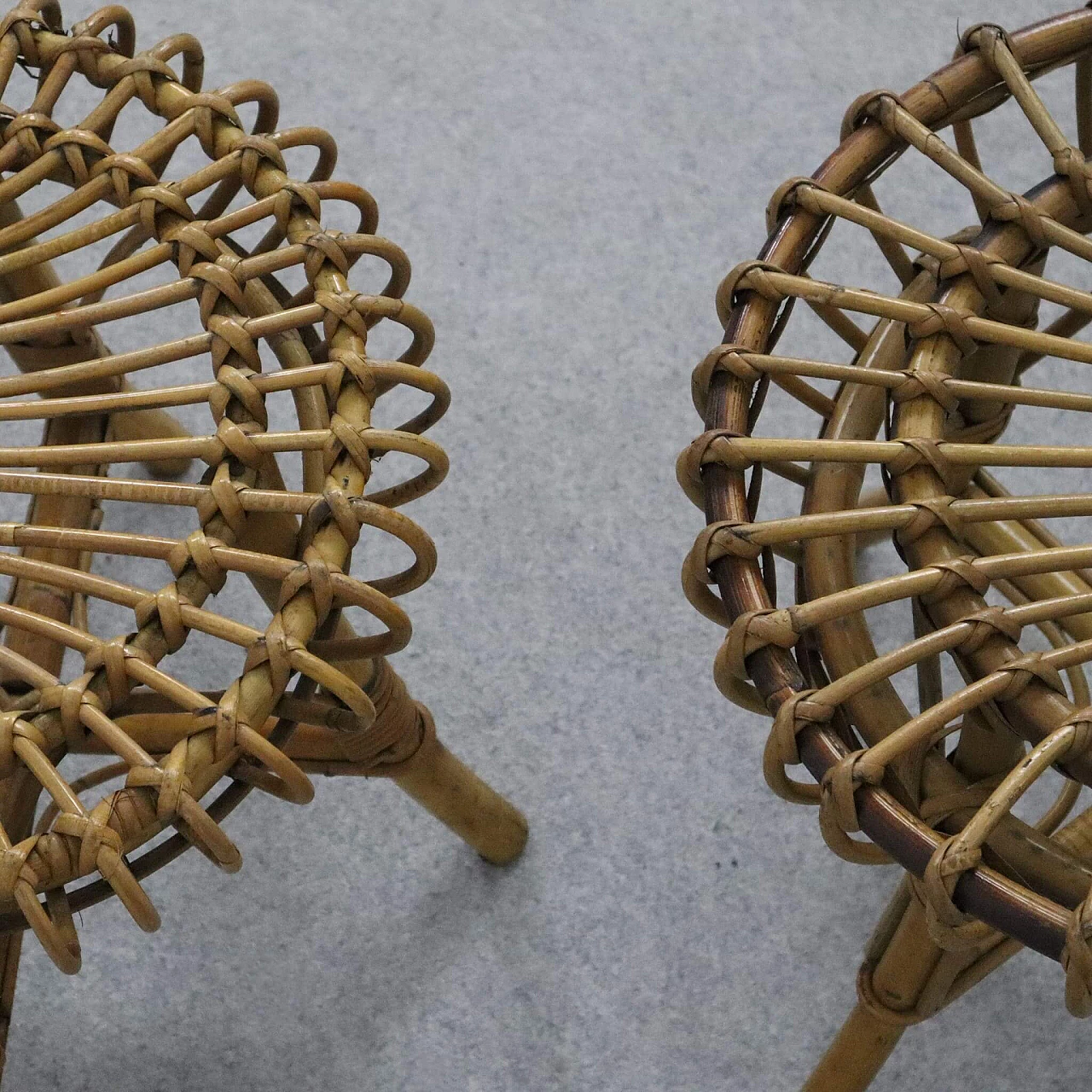 Pair of rattan stools by Franco Albini for Vittorio Bonacina, 1960s 5