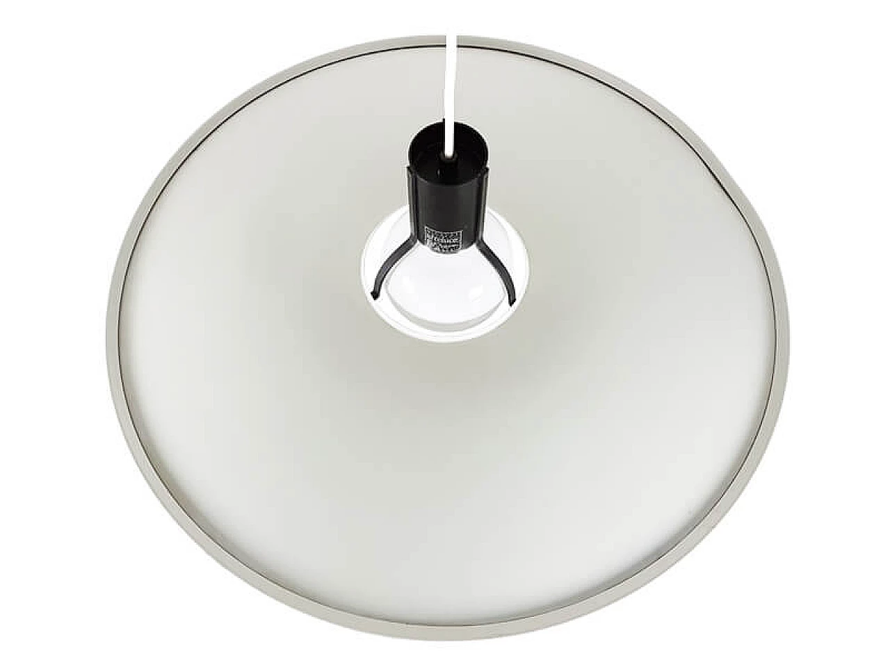 Lampada a sospensione 2133 in metallo laccato bianco e nero di Gino Sarfatti per Arteluce & Flos, anni '70 5