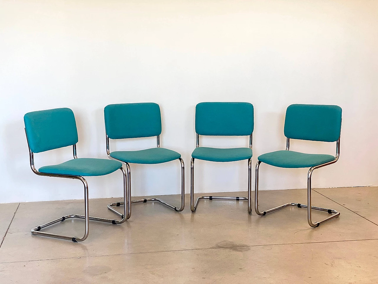 4 Steel and fabric chairs, 1970s 8