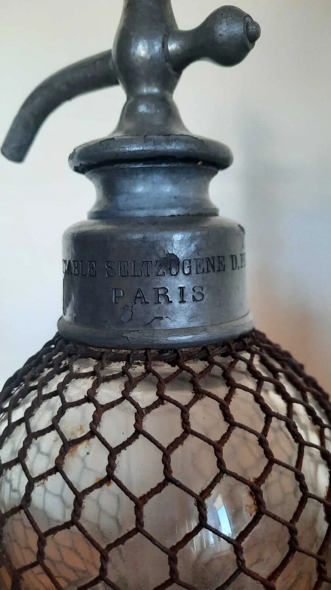 Metal and glass drink siphon, 1970s 4