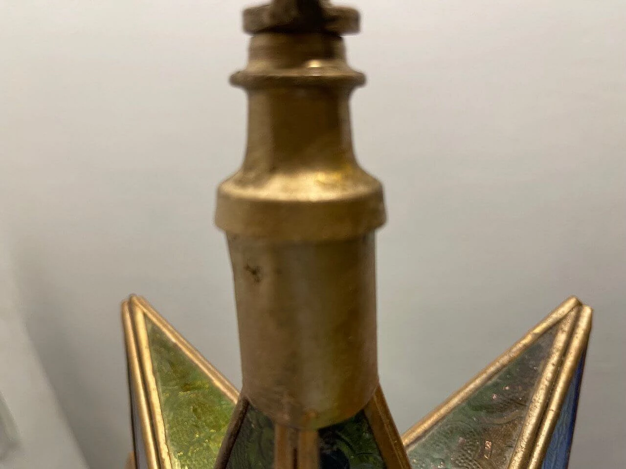 Lampada a sospensione a forma di stella in vetro, anni '70 3