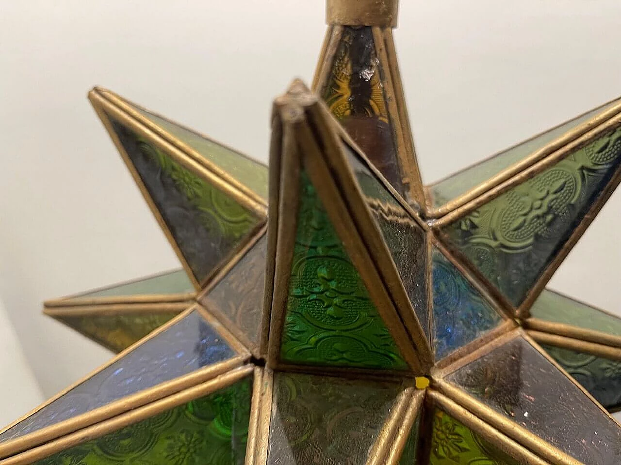 Lampada a sospensione a forma di stella in vetro, anni '70 9