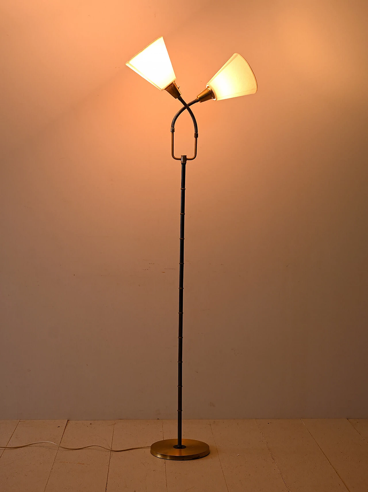 Scandinavian floor lamp with two adjustable arms, 1960s 1