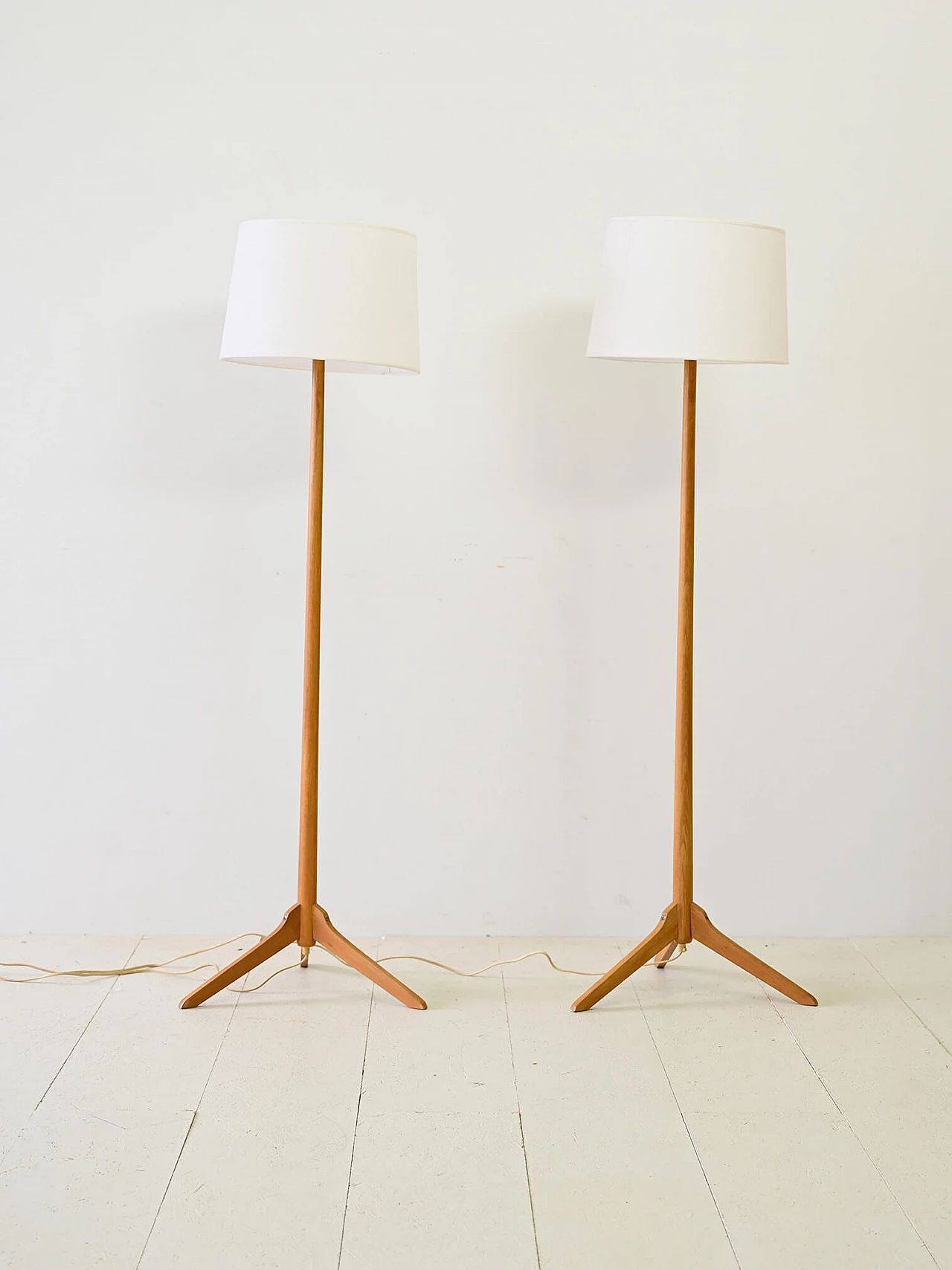 Pair of oak floor lamps attributed to Carl Malmsten, 1960s 1