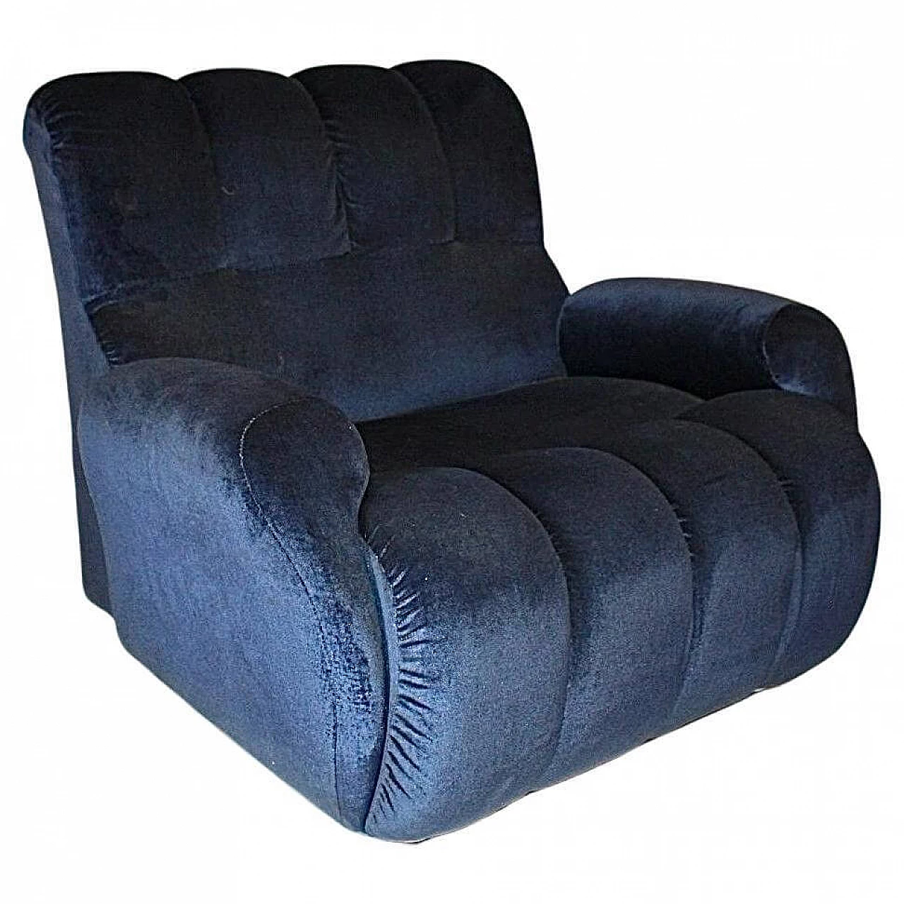 Pair of blue velvet armchairs, 1980s 11