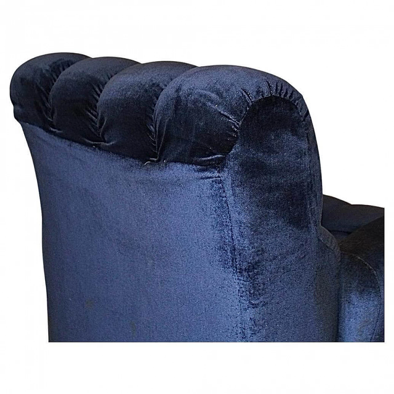 Pair of blue velvet armchairs, 1980s 17