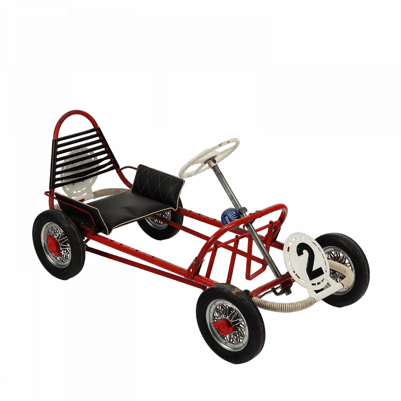 Red enameled iron and plastic Biemme pedal car, 1970s 11
