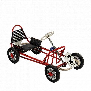 Red enameled iron and plastic Biemme pedal car, 1970s
