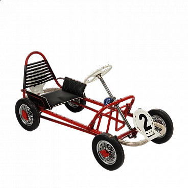 Red enameled iron and plastic Biemme pedal car, 1970s