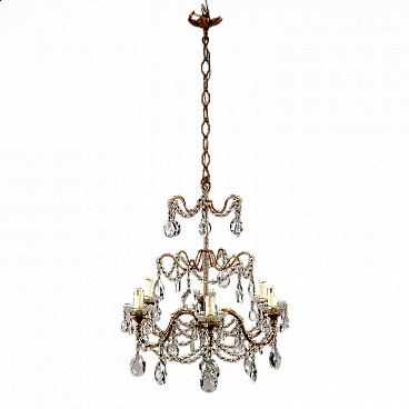 Six-light gilded metal and glass chandelier, early 20th century