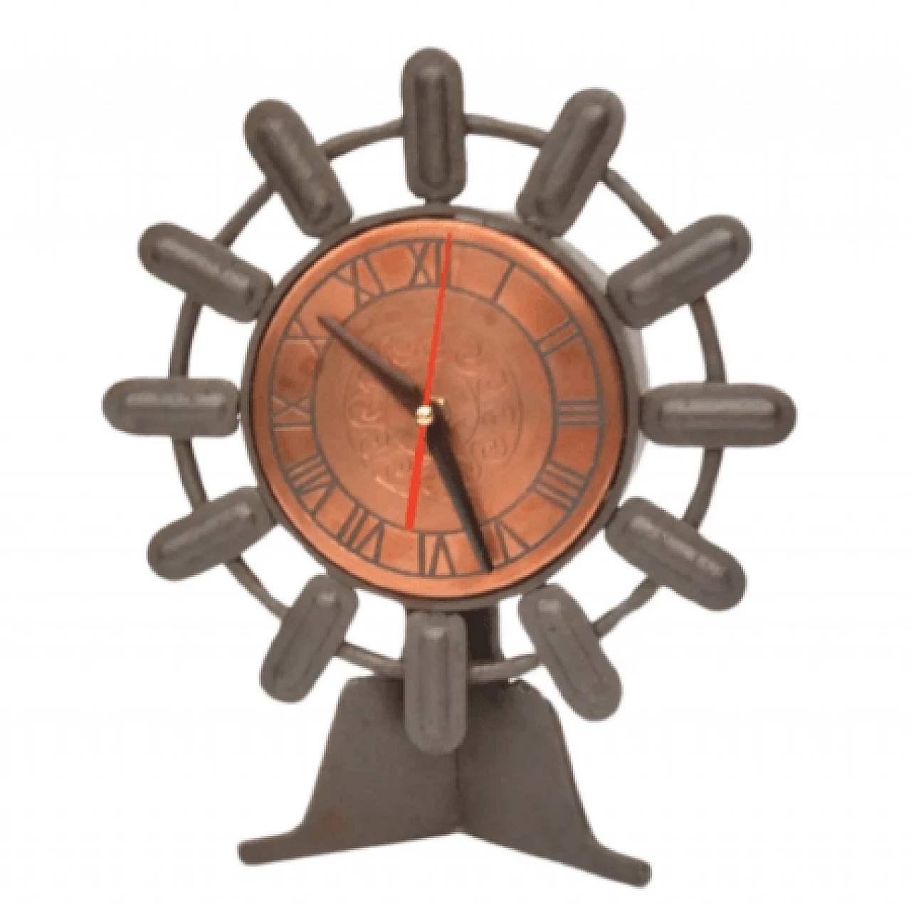 Copper and cast iron Weimar mantel clock, 1970s 3