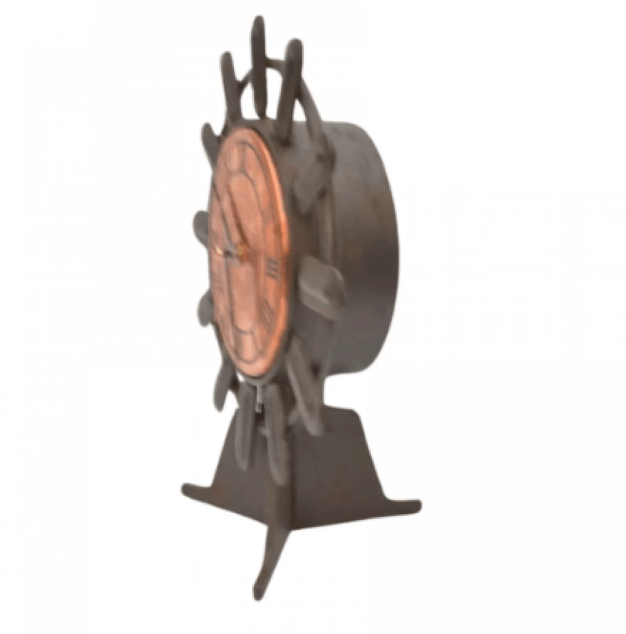Copper and cast iron Weimar mantel clock, 1970s 4