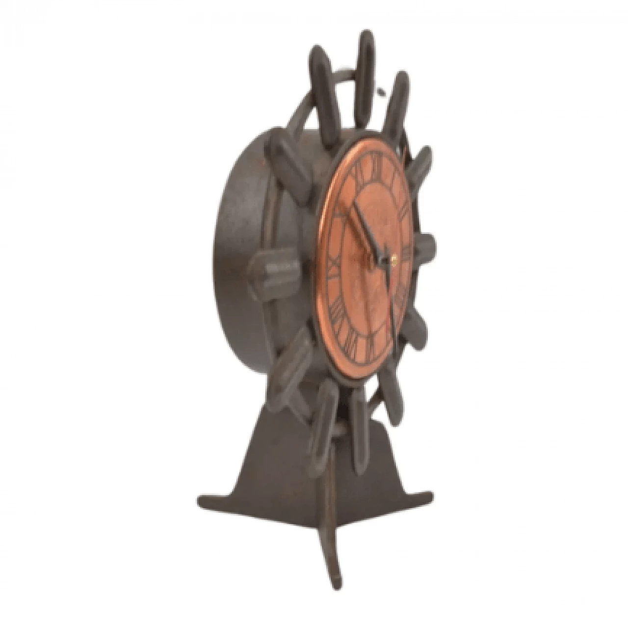Copper and cast iron Weimar mantel clock, 1970s 8