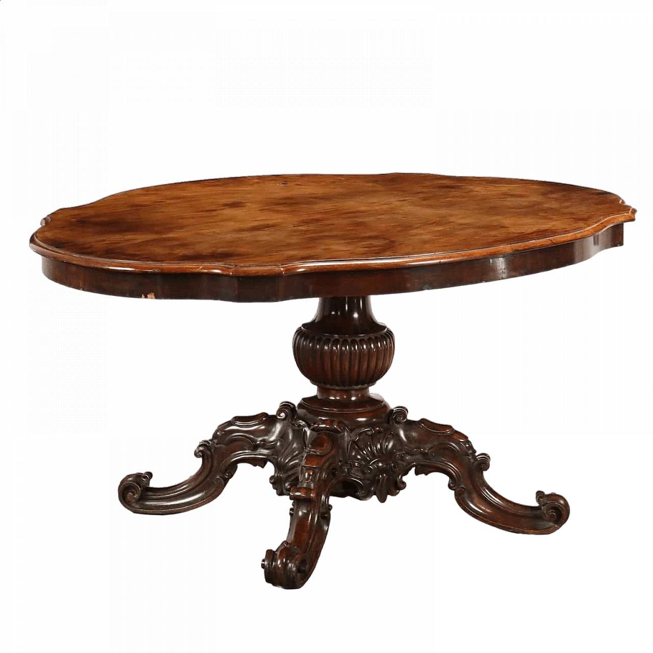 Umbertino walnut ribbed table, late 19th century 9