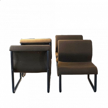 4 Metal and fabric dining armchairs by Tecno, 1980s