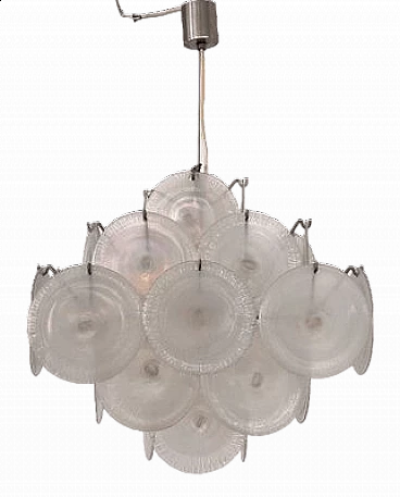 Nickel and Murano glass chandelier by Carlo Nason for Mazzega, 1970s