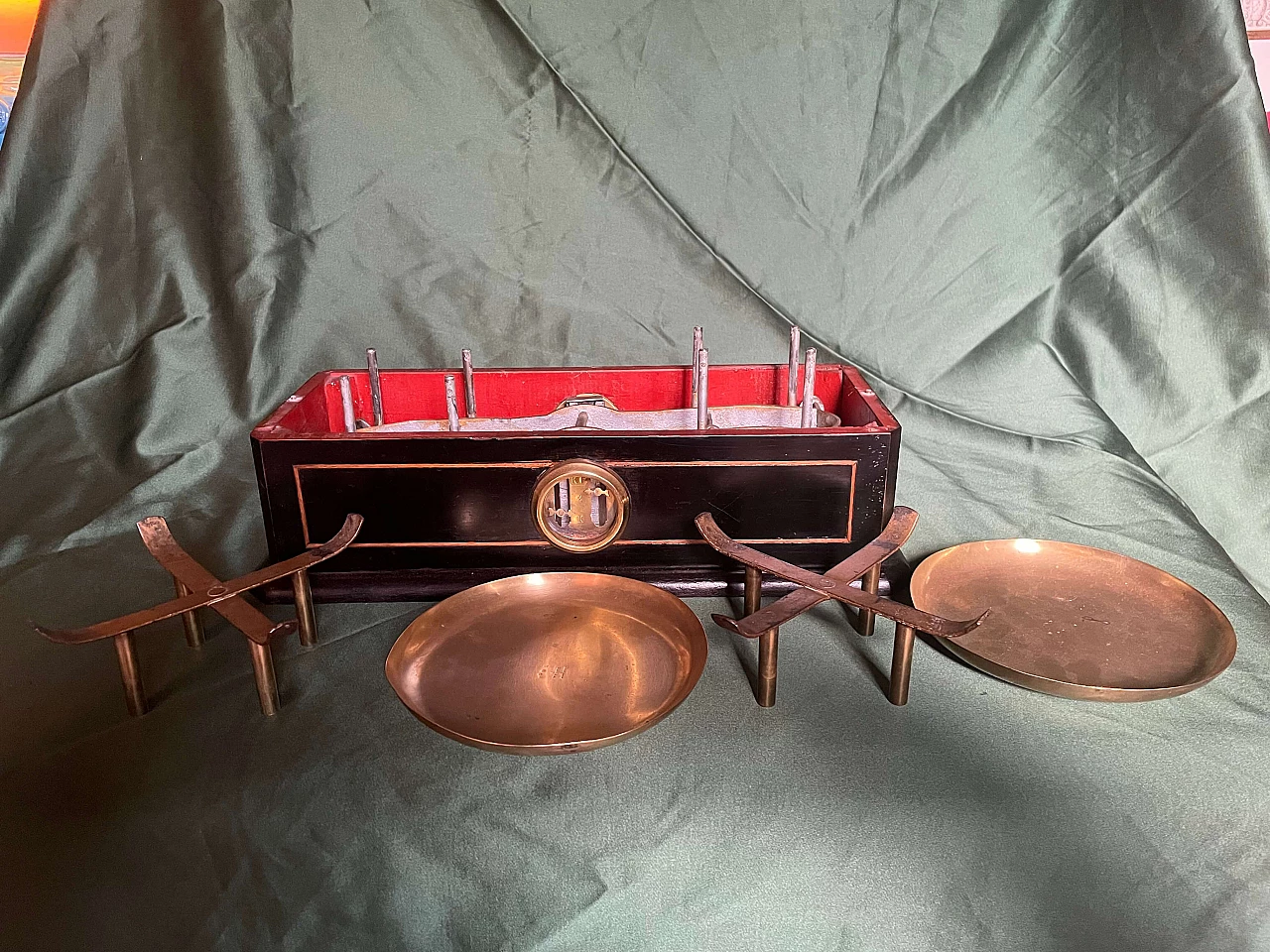 Two-plate scales made of brass, wood and marble, 1920s 17