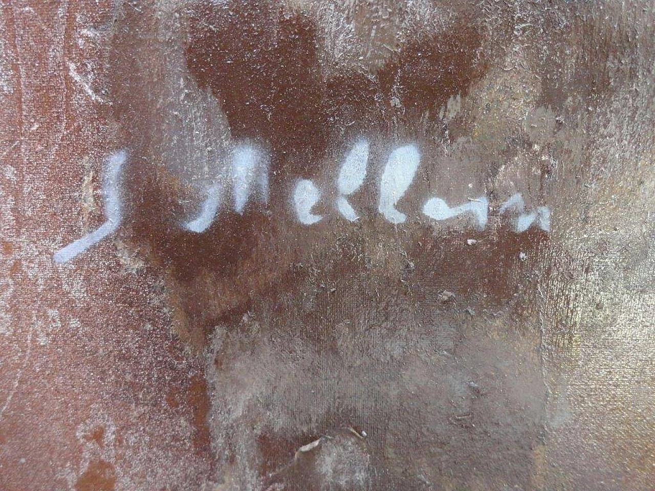 Sergio Melloni, abstract composition, mixed media painting on canvas, 1981 3