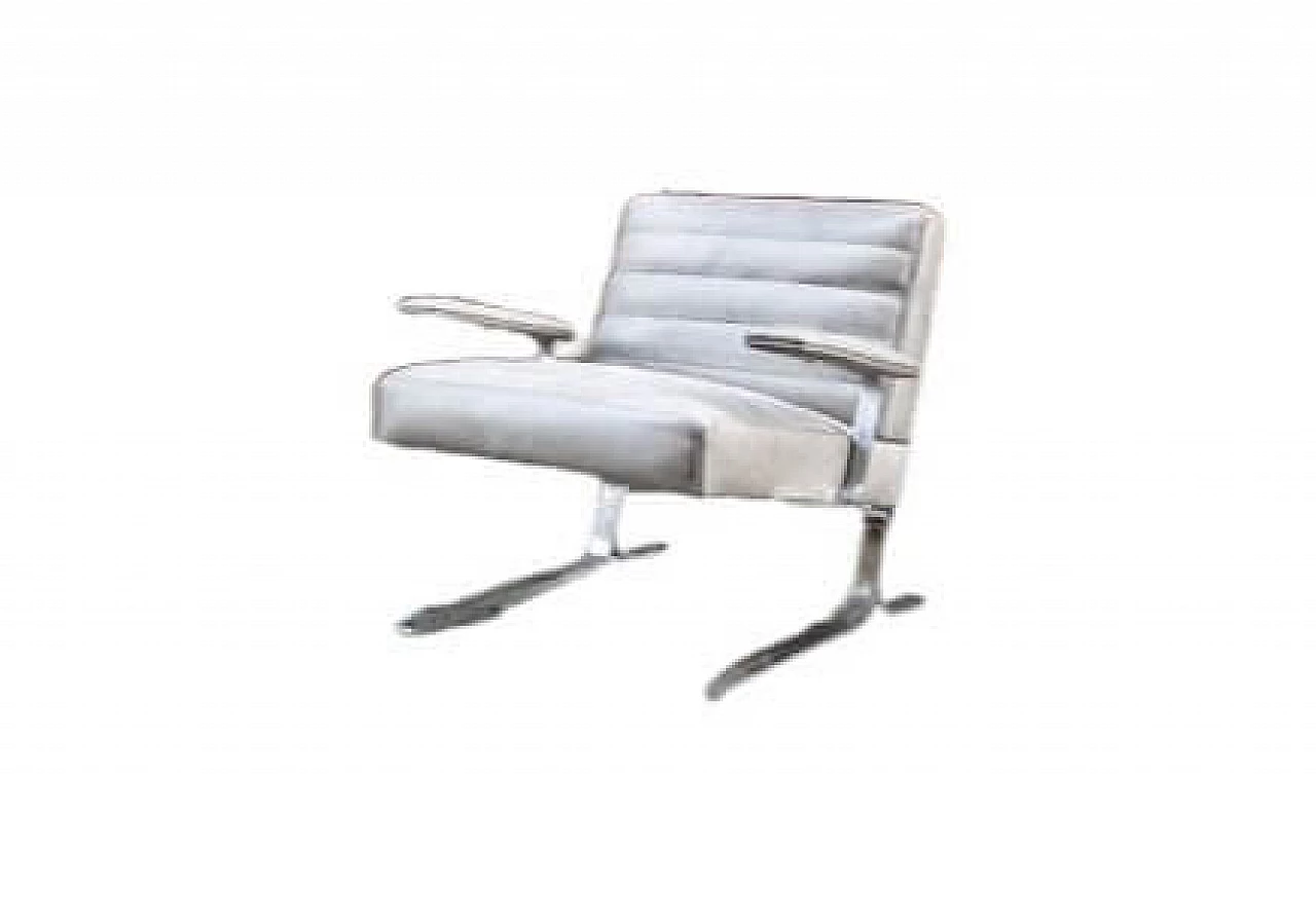 Steel and leather armchair, 1970s 12
