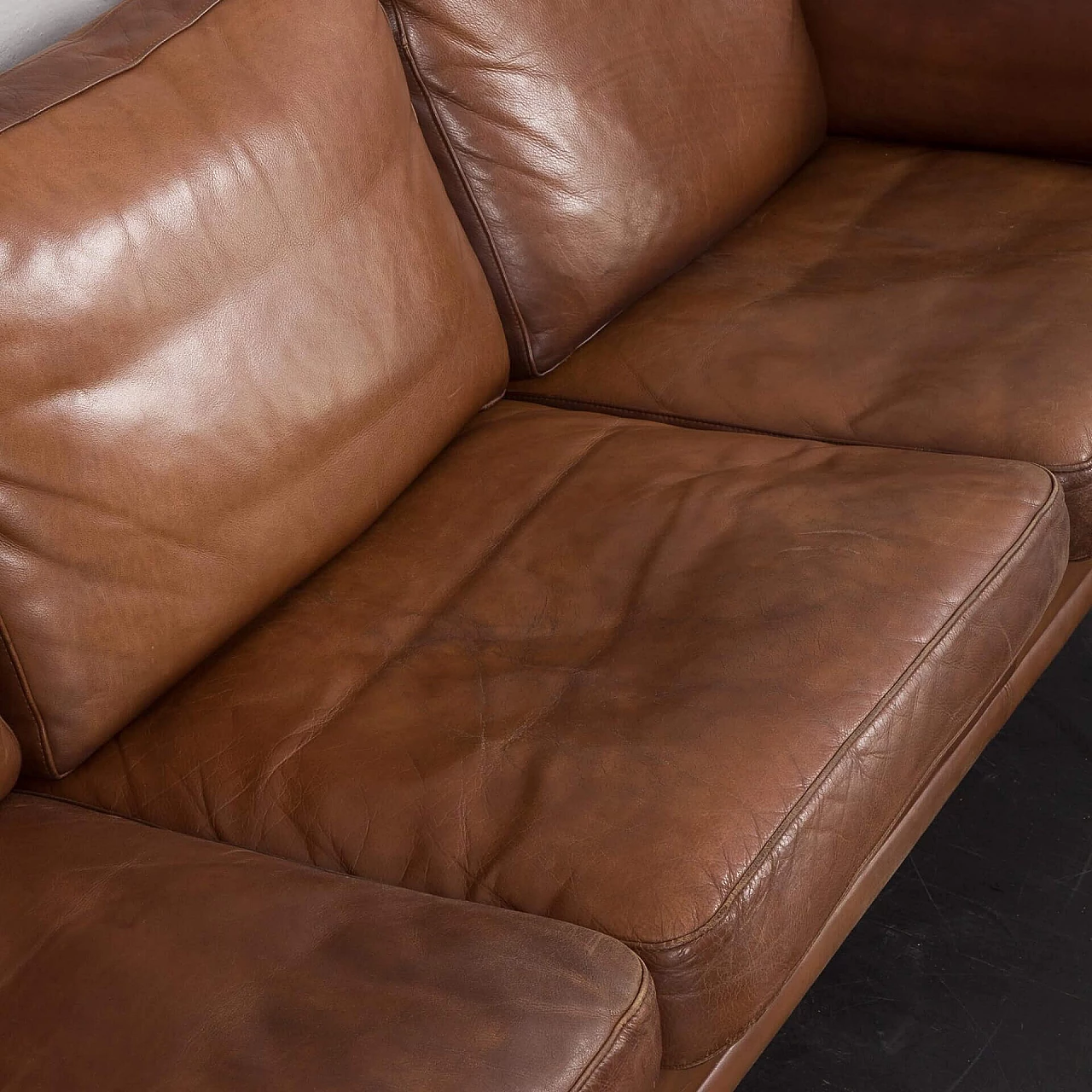 Beech and brown aniline leather sofa by Mogens Hansen, 1970s 14