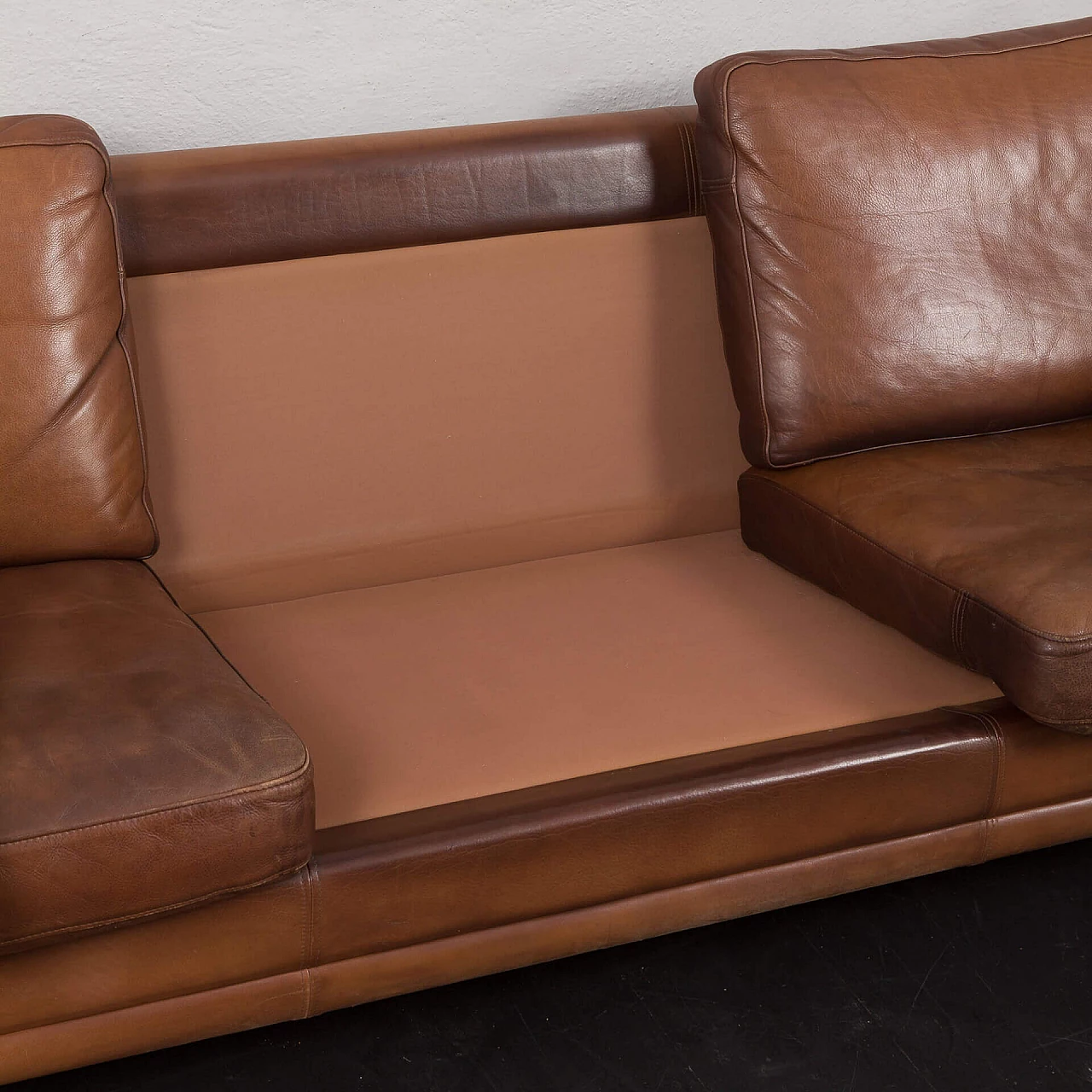 Beech and brown aniline leather sofa by Mogens Hansen, 1970s 17