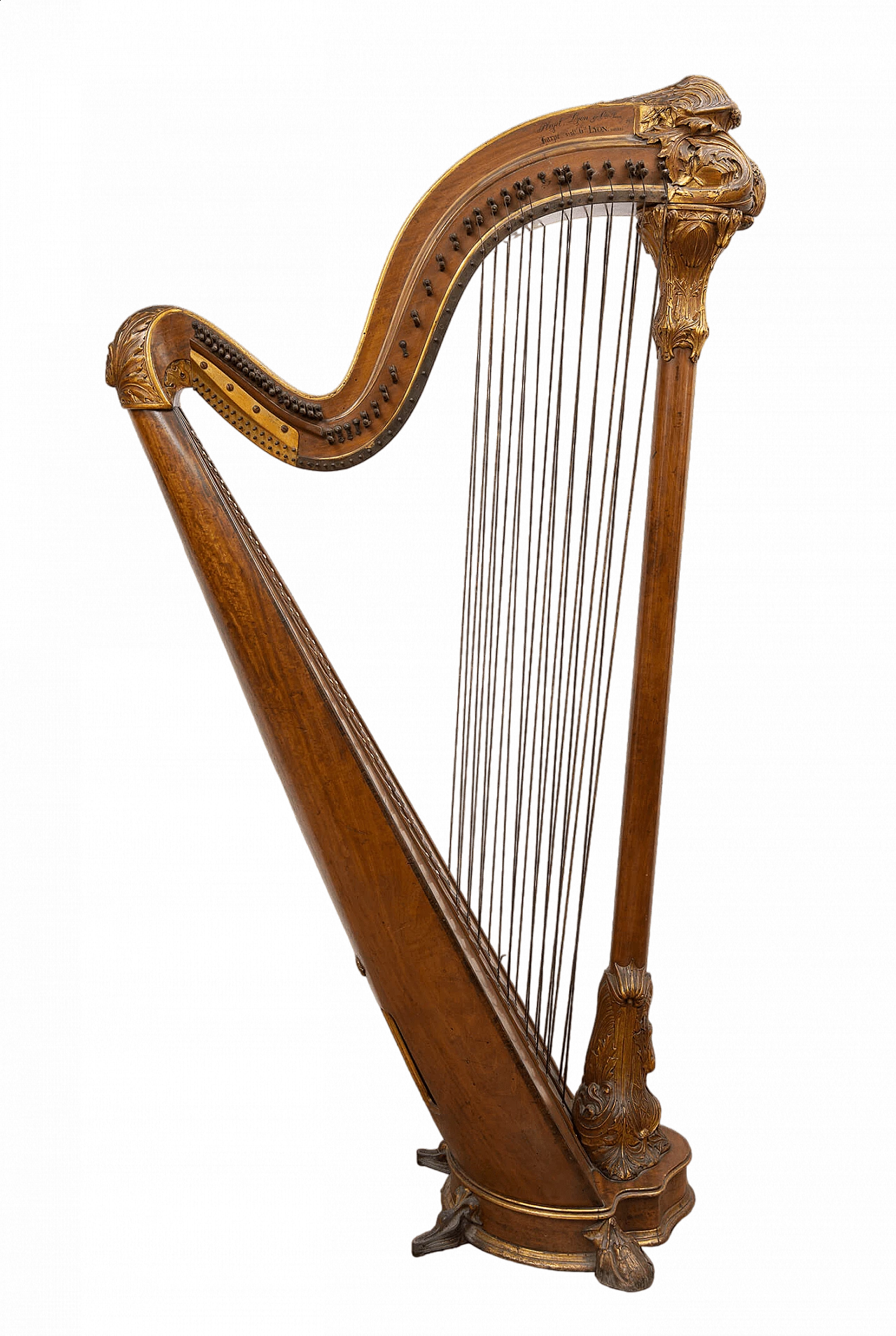 Maple and gilded wood harp by Gustave Lyon, 19th century 10