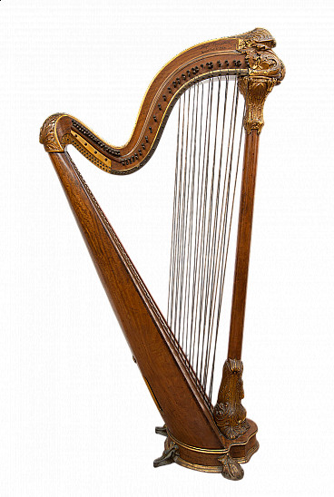 Maple and gilded wood harp by Gustave Lyon, 19th century