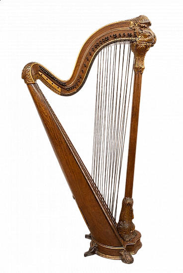 Maple and gilded wood harp by Gustave Lyon, 19th century
