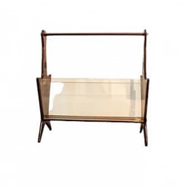 Magazine rack with wooden frame & glass by Ico Parisi, 1960s